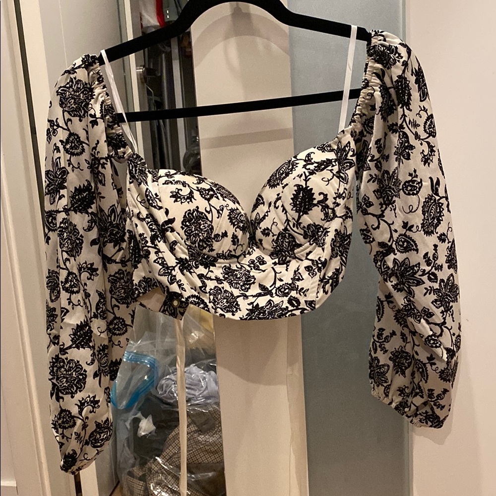 Floral Black and White Women's crop Top